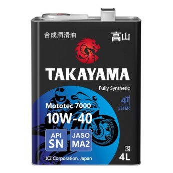 Масло моторное 4T 10W-40 TAKAYAMA Mototec 7000 SN JASO MA-2 (4л) 605581