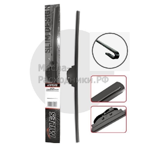 Щетка бескаркасная (24"/600mm + color box + B3 adaptor HOOK 9x3/9x4) CWF24AC MILES