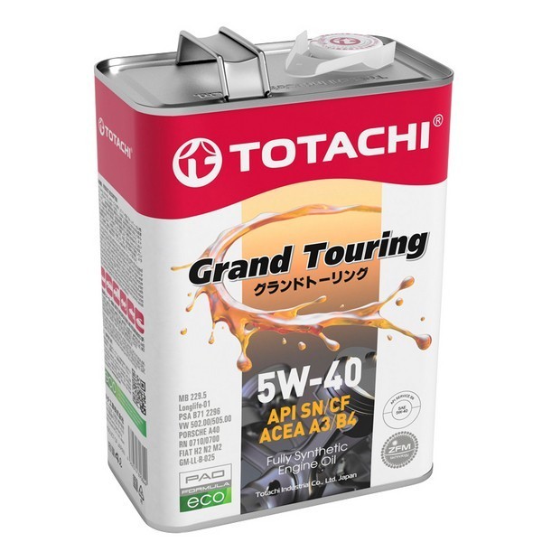 Масло моторное TOTACHI Gasoline Grand Touring SN 5W-40 (4л) + Фонарик в подарок! 11904A