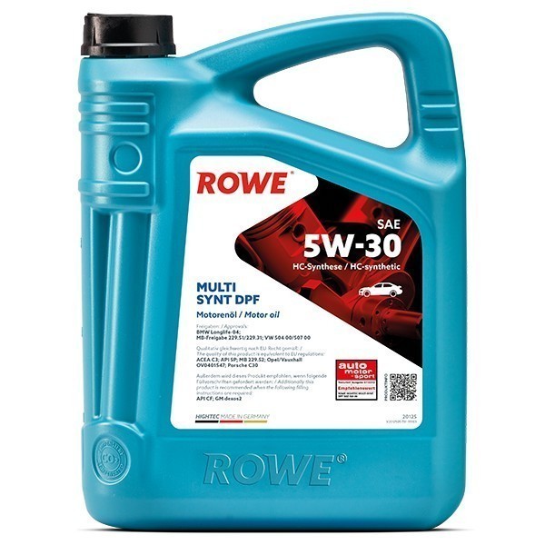 Масло моторное ROWE HIGHTEC MULTI SYNT DPF SAE 5W-30, C3, SN/CF,229.51/229.31, 504 00/507 00, 5л