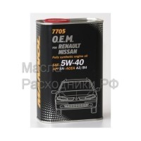 Масло моторное MANNOL (7705) O.E.M. for RENAULT NISSAN 5W-40 API SN/CF (1л) металл 4051