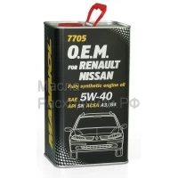 Масло моторное MANNOL (7705) O.E.M. for RENAULT NISSAN 5W-40 API SN/CF (4л) металл 4040