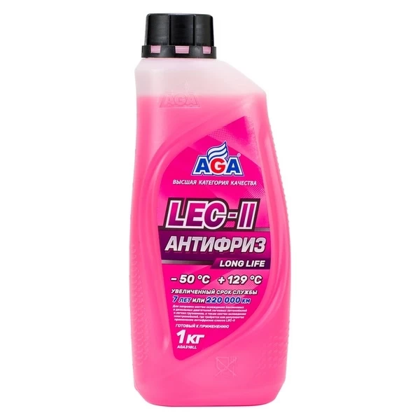 AGA318LL Антифриз AGA LEC-II -50C (1кг) (готовый, розовый)