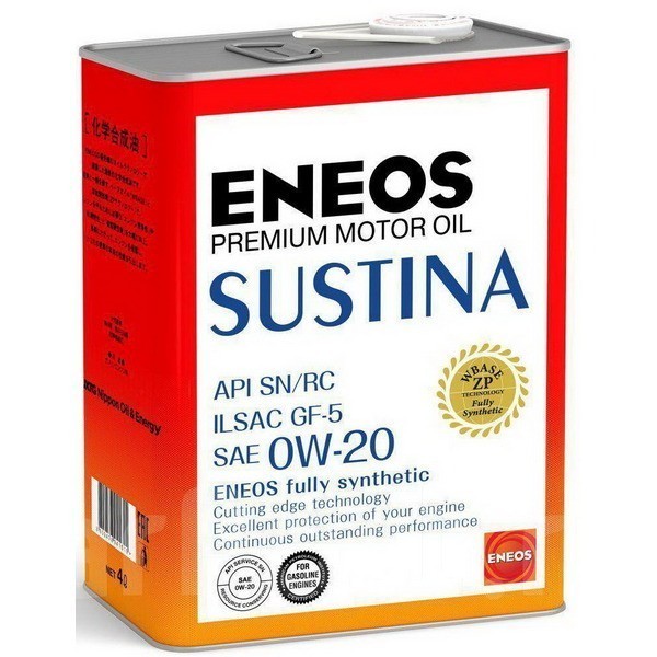 ENEOS SUSTINA SN 0W-20 Масло моторное (Корея) (4л) 4943589134628 ENEOS
