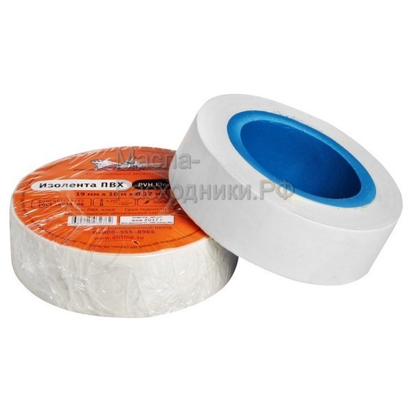 Изолента ПВХ, белая, 19 мм*10 м AIRLINE AITP14