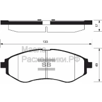 Тормозные колодки (передние) дисковые SP1158 SANGSIN CHEVROLET Lacetti/ Aveo 2006-/ Cobalt (с ABS)
