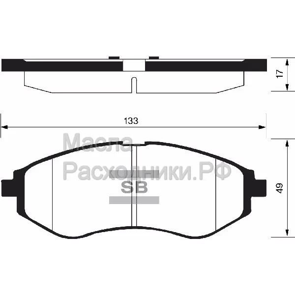 Тормозные колодки (передние) дисковые SP1158 SANGSIN CHEVROLET Lacetti/ Aveo 2006-/ Cobalt (с ABS)