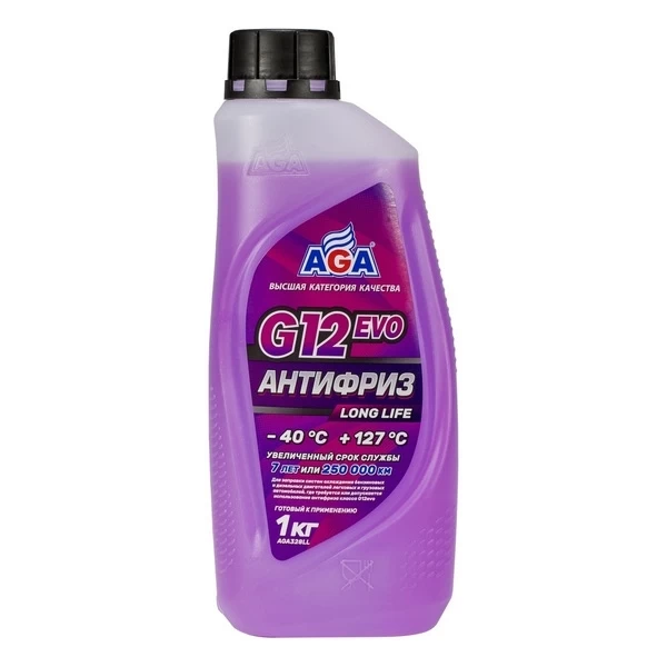AGA328LL Антифриз AGA G12 evo -40C (1кг) (готовый, фиолетовый)