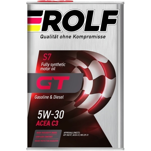 Масло моторное 5W-30 ROLF C3 GT SN/CF (АКЦИЯ 4л по цене 3л) 322416