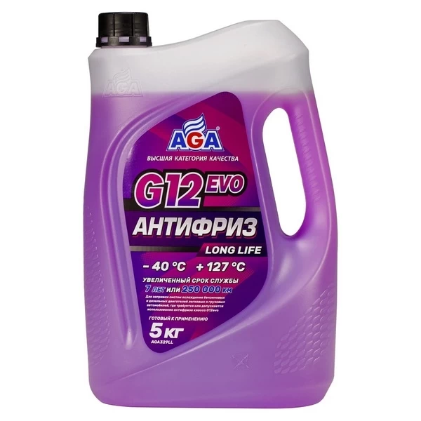 AGA329LL Антифриз AGA G12 evo -40C (5кг) (готовый, фиолетовый)