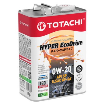Масло моторное TOTACHI HYPER EcoDrive Fully Synthetic SP/RC/GF6A 0W-20 (4л) + Фонарик в подарок E0104A