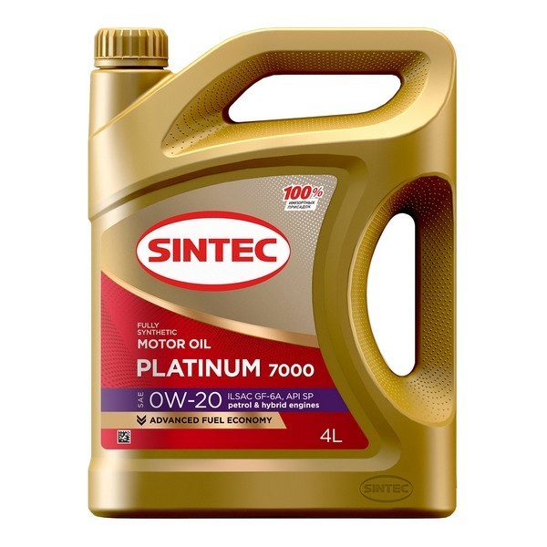 Масло моторное SINTEC PLATINUM 7000 0W-20 SP ILSAC GF-6 (АКЦИЯ 4л + 1л) 600222