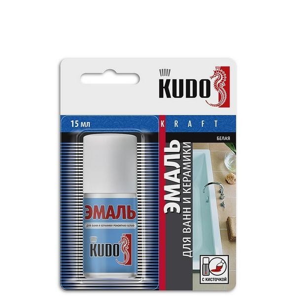 Эмаль для ванн (белая) во флаконе с кисточкой 7K1301 KUDO (15 мл) KU7K1301