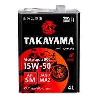 Масло моторное 4T 15W-50 TAKAYAMA Mototec 5000 SM JASO MA-2 (4л) 605610