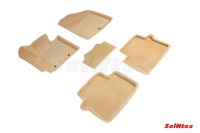 Ворсовые коврики 3D Kia Soul II 2014-2018 бежевые (комплект) 89820 SEINTEX