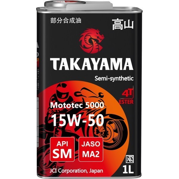 Масло моторное TAKAYAMA Mototec 5000 4T 15W-50 SM JASO MA-2 (1л) 605574
