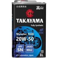 Масло моторное TAKAYAMA Mototec 7000 4T 20W-50 SN JASO MA-2 (1л) 605578